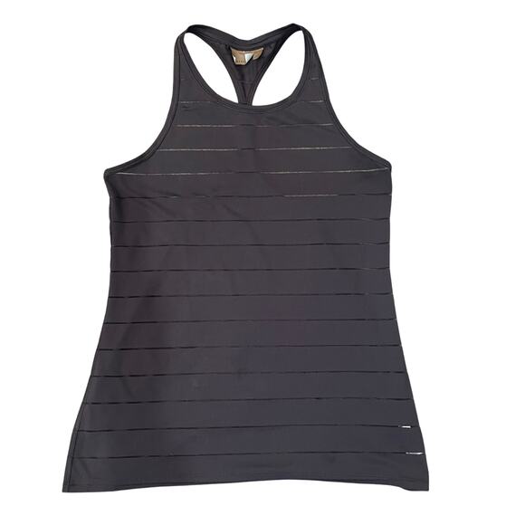 Athleta Chocolate Brown Stripe Racerback Tank Size S - Picture 1 of 8